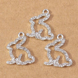 10pcs 17x21mm Rabbit Charms Crystal Pendants for DIY Jewelry Making