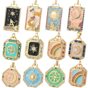 Enamel Crystal Geometric Charms for Jewelry Making