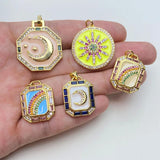 Enamel Crystal Geometric Charms for Jewelry Making