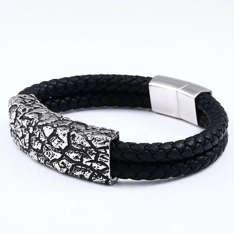 316L Stainless Steel Leather Men's Bracelet Rock Party Jewelry