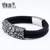 316L Stainless Steel Leather Men's Bracelet Rock Party Jewelry