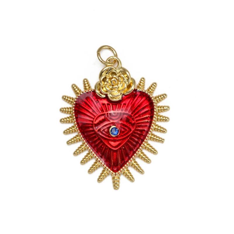 Plated Sacred Heart Pendant Evil Eye Charm DIY Gothic Jewelry