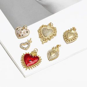 Plated Sacred Heart Pendant Evil Eye Charm DIY Gothic Jewelry