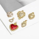 Plated Sacred Heart Pendant Evil Eye Charm DIY Gothic Jewelry