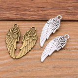 20PCS Two Feather Wings Charms Animal Rose Flower Pendant Metal Alloy DIY Neck