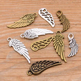 20PCS Two Feather Wings Charms Animal Rose Flower Pendant Metal Alloy DIY Neck