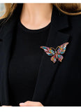 Crystal Butterfly Brooch High-End Coat Accessory