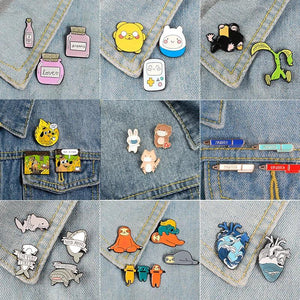 Cartoon TV Show Enamel Pin Sets - Koala Sloth Cat Ocean Heart Brooches Badges