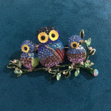 Vintage Enamel Three Owl Brooches Wedding Accessories