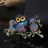 Vintage Enamel Three Owl Brooches Wedding Accessories