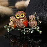 Vintage Enamel Three Owl Brooches Wedding Accessories