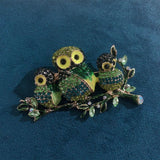 Vintage Enamel Three Owl Brooches Wedding Accessories