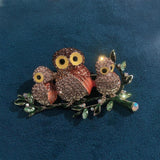 Vintage Enamel Three Owl Brooches Wedding Accessories