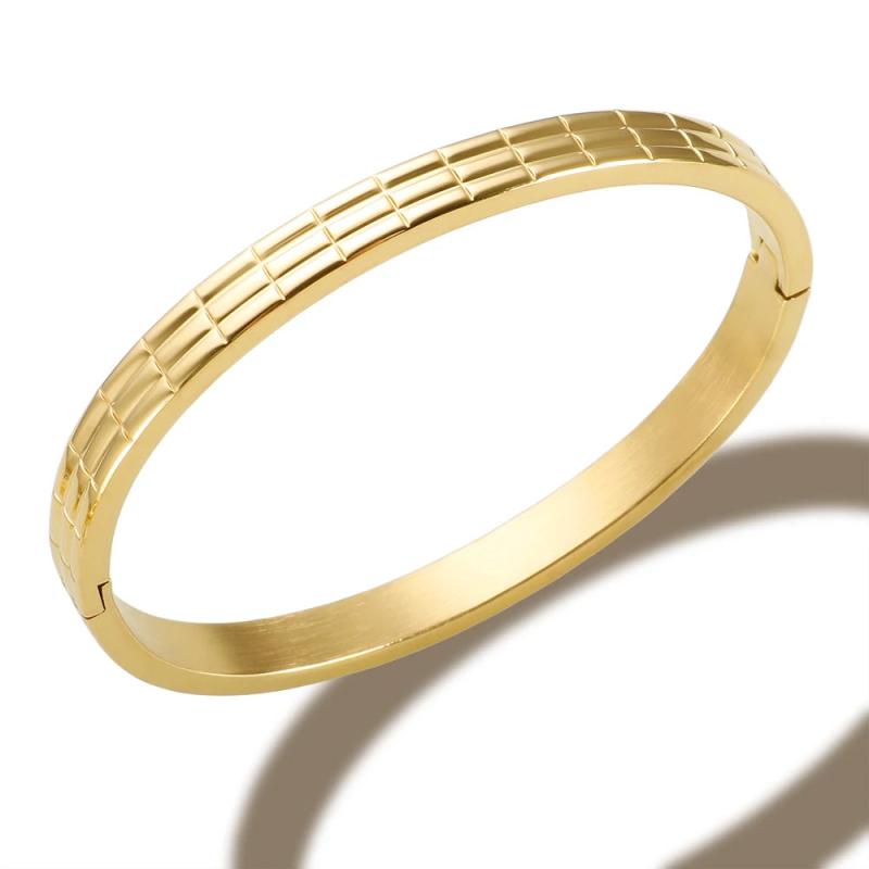 Rectangular Lattice Bracelets Bangles Stainless Steel Cuff Engraved Wristband