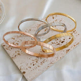 Rectangular Lattice Bracelets Bangles Stainless Steel Cuff Engraved Wristband