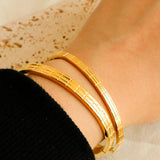 Rectangular Lattice Bracelets Bangles Stainless Steel Cuff Engraved Wristband