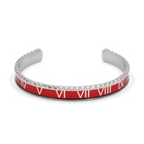 Enamel Bangles Roman Numbers Bracelet Stainless Steel Cuff Bangle Punk Jewelry