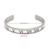 Enamel Bangles Roman Numbers Bracelet Stainless Steel Cuff Bangle Punk Jewelry
