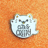 Spooky Ghost Cat Enamel Pin Gothic Creepy Cartoon Kitty Bro