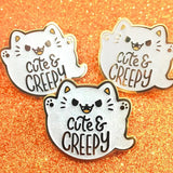 Spooky Ghost Cat Enamel Pin Gothic Creepy Cartoon Kitty Bro