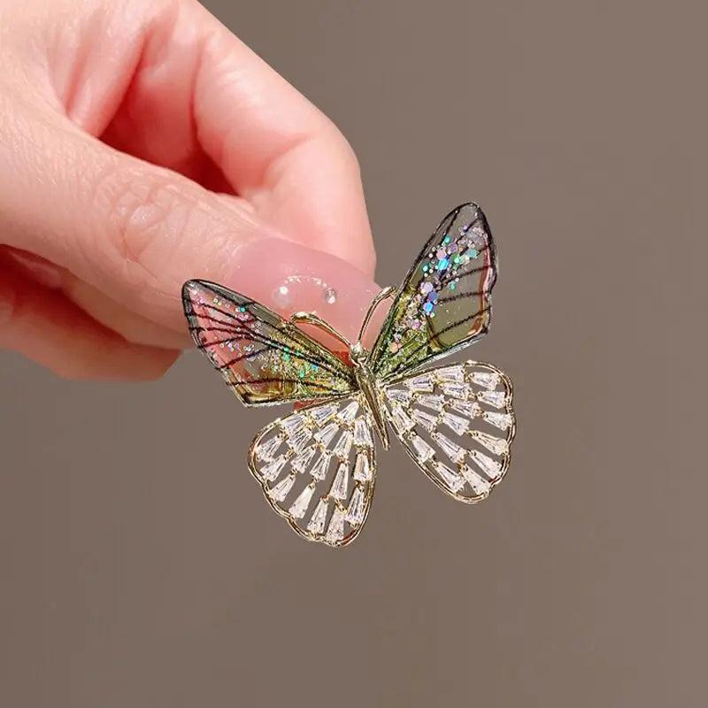 Gradient Zircon Butterfly Brooch for Women