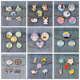 Rainbow LGBT Enamel Pins Romantic Cat Paw Brooches Colorful Wave Landscape Plant