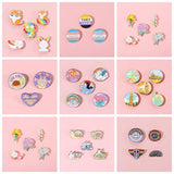 Rainbow LGBT Enamel Pins Romantic Cat Paw Brooches Colorful Wave Landscape Plant