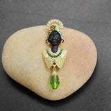 Retro Palace Antique Figure Drop Glaze Enamel Medieval Pin Brooch