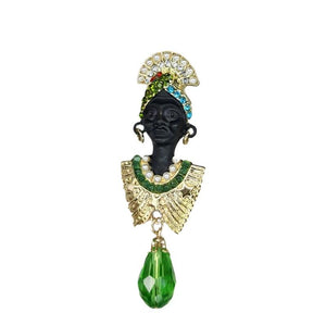 Retro Palace Antique Figure Drop Glaze Enamel Medieval Pin Brooch