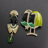 Retro Palace Antique Figure Drop Glaze Enamel Medieval Pin Brooch
