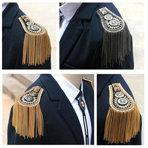 Tassel Chain Shoulder Board Badges Epaulet Epaulette Military Pin Brooch