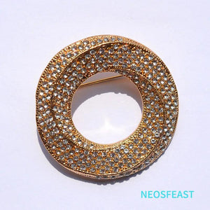 Rhinestone Circle Brooch for Women Round Breast Pin Corsage Wedding