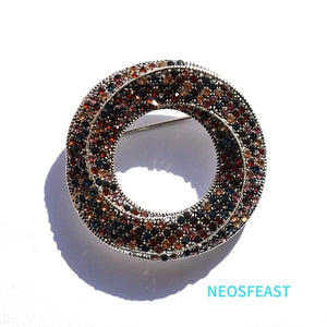 Rhinestone Circle Brooch for Women Round Breast Pin Corsage Wedding