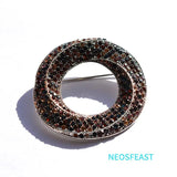 Rhinestone Circle Brooch for Women Round Breast Pin Corsage Wedding