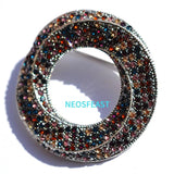 Rhinestone Circle Brooch for Women Round Breast Pin Corsage Wedding