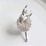 Ballerina Ballet Girl Brass Brooch Full Rhinestone Hijab Pin