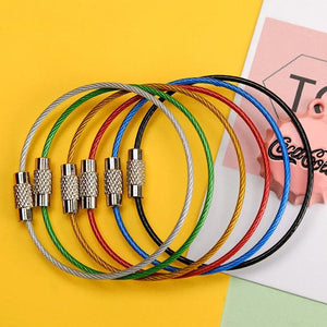 10Pcs Stainless Steel Carabiner Key Holder Keyrings Cable Rope Key Chain