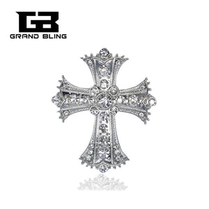Crystal Cross Brooch Christian Jesus Jewelry