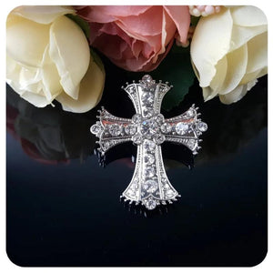 Crystal Cross Brooch Christian Jesus Jewelry