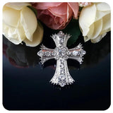 Crystal Cross Brooch Christian Jesus Jewelry