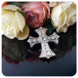 Crystal Cross Brooch Christian Jesus Jewelry