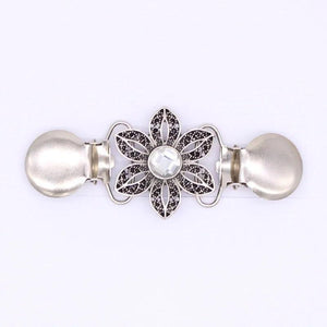 Cardigan Clip Cape Shawl Sweater Collar Duck Clip Pearl Rhinestones Brooch Pin
