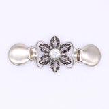 Cardigan Clip Cape Shawl Sweater Collar Duck Clip Pearl Rhinestones Brooch Pin