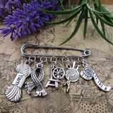 Knitting Queen Brooch Silver Plated Needlework Charm