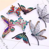 Dragonfly Brooch Enamel Rhinestone Lapel Pin Metal Insect Brooch