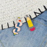 Cartoon Animals Pins Set Funny Pencils Sleepy Bug Brooches Jackets Badges