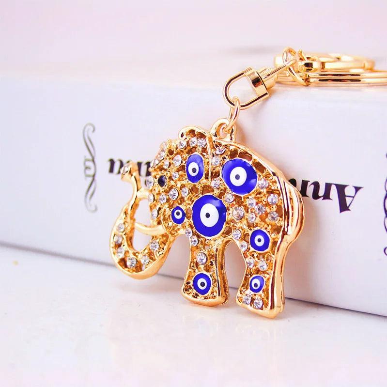 Evil Eye Elephant Key Chain Women's Bag Accessories Metal Pendant Key Ring