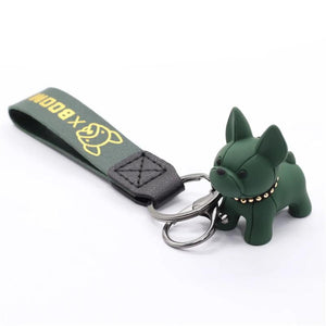 Red Pink Resin Bulldog Key Ring Unisex Bag Auto Decoration