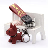 Red Pink Resin Bulldog Key Ring Unisex Bag Auto Decoration