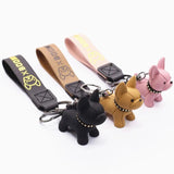 Red Pink Resin Bulldog Key Ring Unisex Bag Auto Decoration